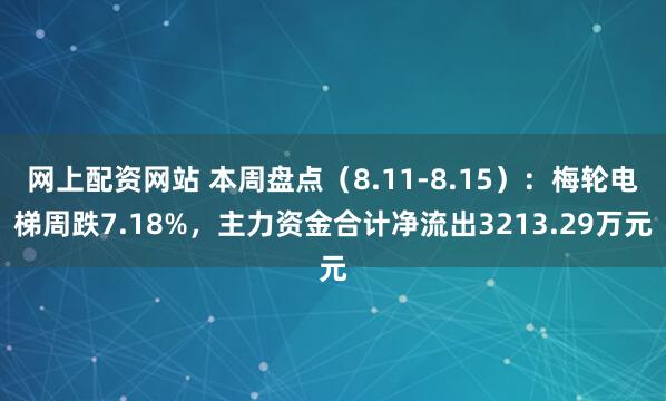 网上配资网站 本周盘点（8.11-8.15）：梅轮电梯周跌7.18%，主力资金合计净流出3213.29万元